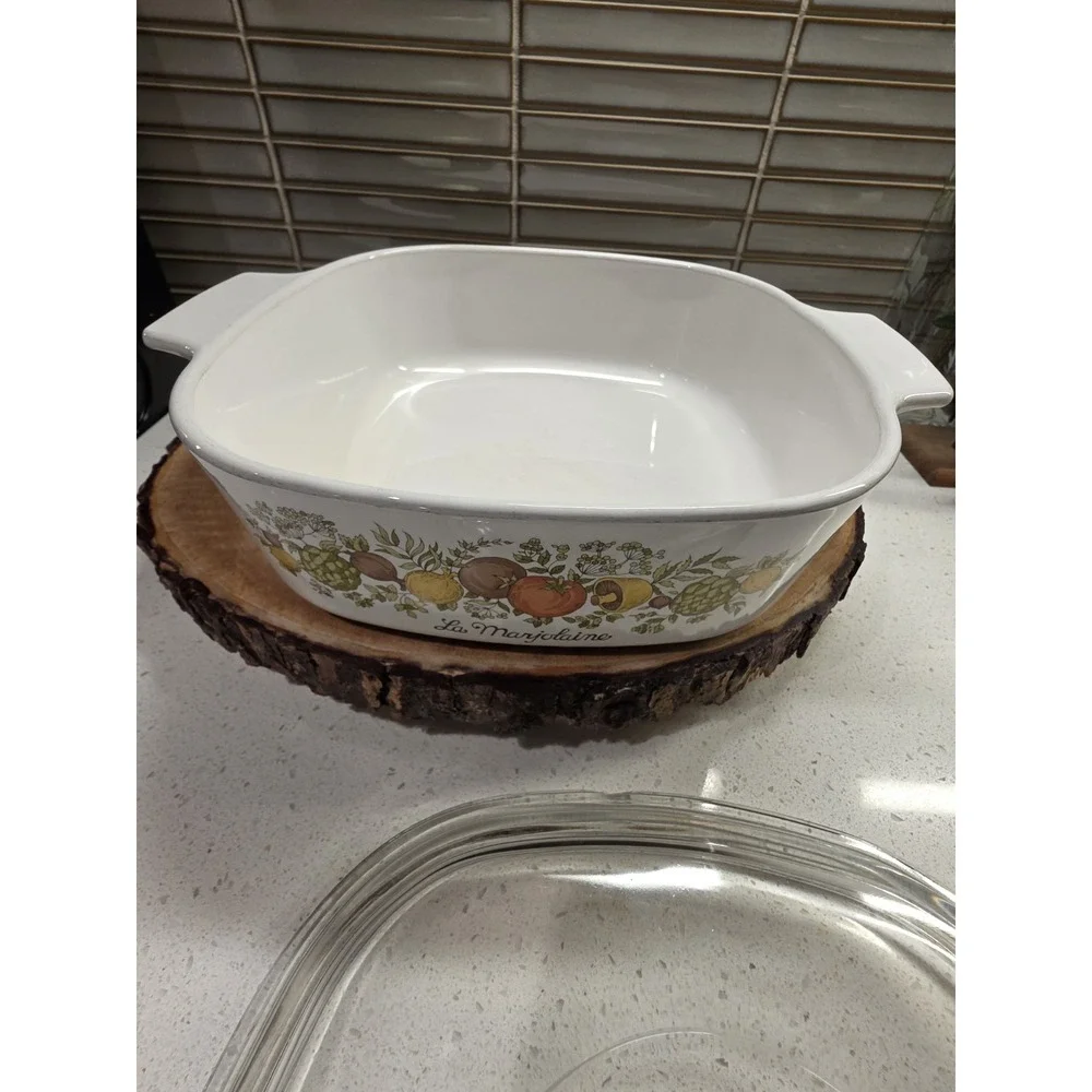 Corning Ware Spice of Life L'Echalote A-8-B Dish w/Clear Pyrex A-9-C Lid 1.4L